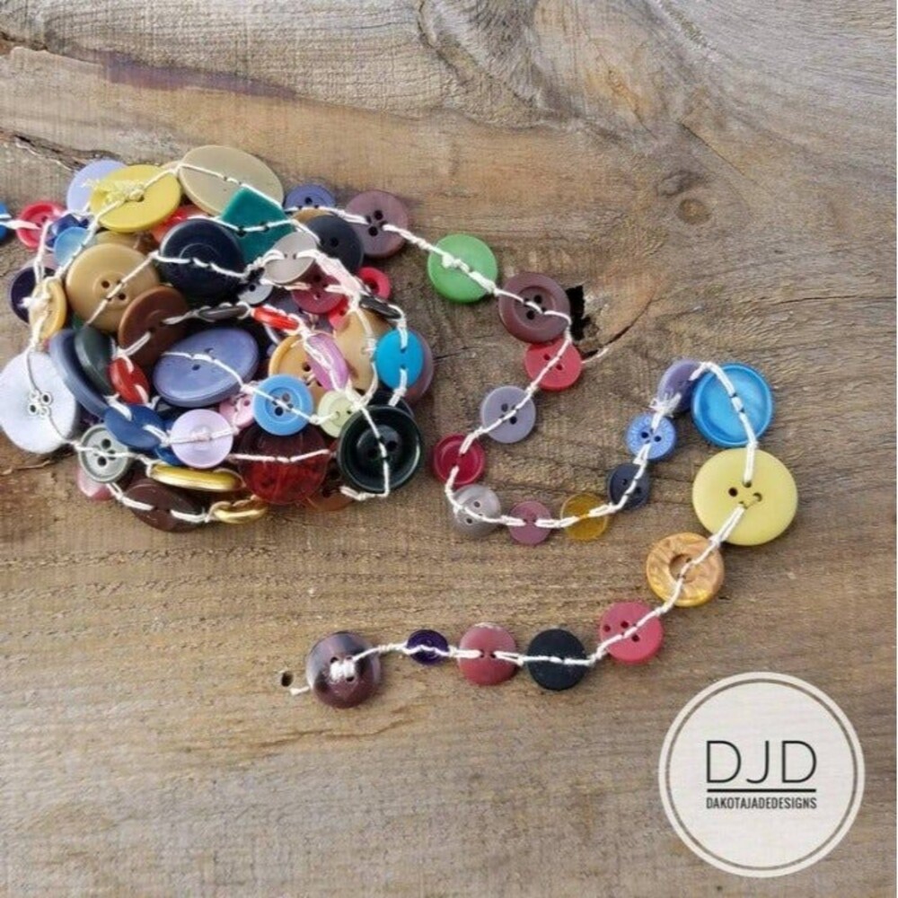 6 FT Button Garland, Farmhouse Garland,